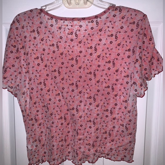 American Eagle Pink Floral Crop Top, XL - Picture 3 of 3